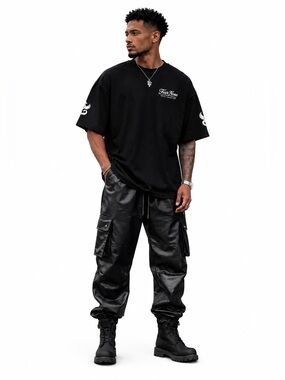 Black Men's Fear None Organic Oversized T-shirt